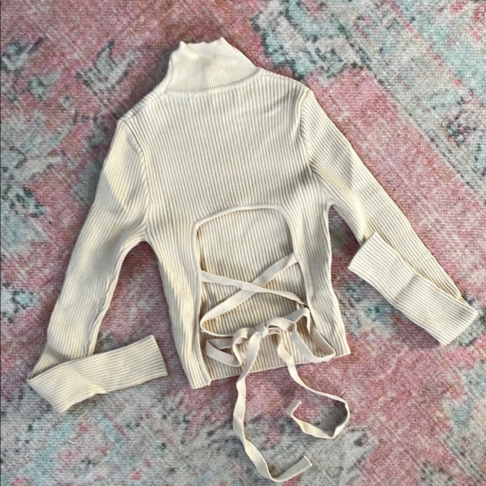 Zara Ribbed Sweater with Tie Back